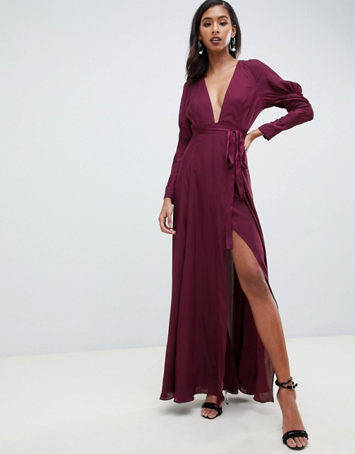 ASOS DESIGN maxi satin dress with ...