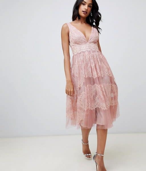 pink blush midi dress