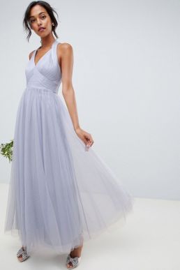 ASOS DESIGN soft tulle maxi dress dusty lilac