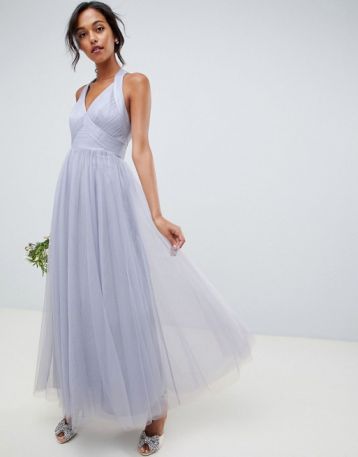ASOS DESIGN soft tulle maxi dress dusty lilac