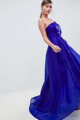 Bariano Full Maxi Dress With Origami Bust Detail Cobalt Blue