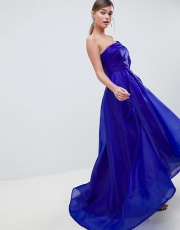 Bariano Full Maxi Dress With Origami Bust Detail Cobalt Blue