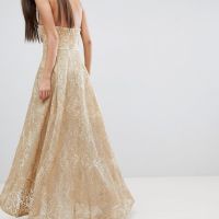 Bariano high low bandeau maxi dress in metallic jacquard 2025