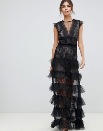 lace tulle maxi dress