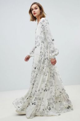 Essentiel Antwerp floral maxi dress Off white Black