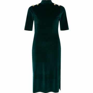 River Island Green velvet high neck bodycon dress