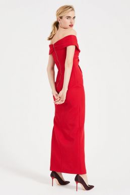 Phase Eight Marcelina Twist Bardot Maxi Dress Red