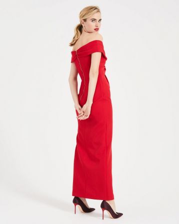 Phase Eight Marcelina Twist Bardot Maxi Dress Red