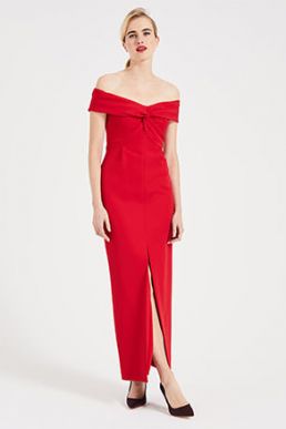 Phase Eight Marcelina Twist Bardot Maxi Dress Red