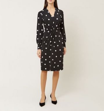 Hobbs Farah Sleeve Shift Sput Print Dress Black White