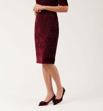 Hobbs Velvet Luna Court Shoe Burgundy