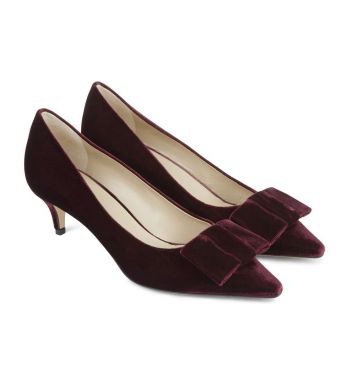 Hobbs Velvet Luna Court Shoe Burgundy