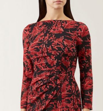 Hobbs Sacha Sleeve Print Dress Black Red