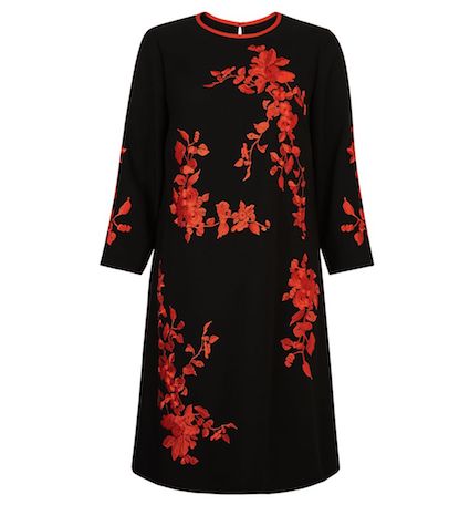 Hobbs Sunny Floral Print Sleeve Dress Red Black