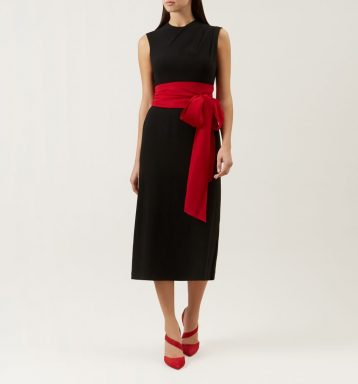 Hobbs Thao Bow Shift Dress Black Red