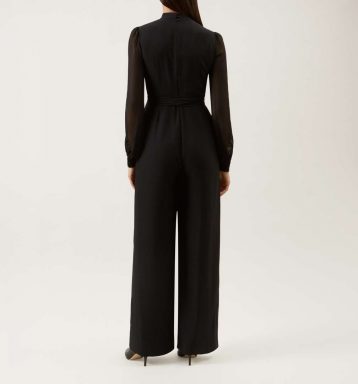 Hobbs Vera Mesh Sleeve Jumpsuit Black