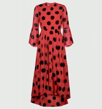 Hobbs Lilia Spot Print Sleeve Dress Red Black