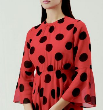 Hobbs Lilia Spot Print Sleeve Dress Red Black
