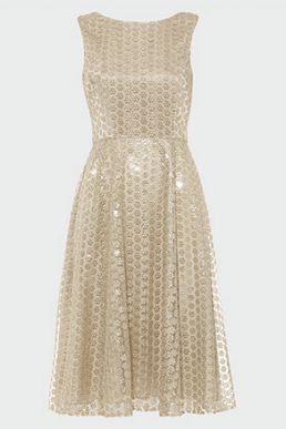 Phase Eight Imani Sequin Embroidered Flower Dress Gold