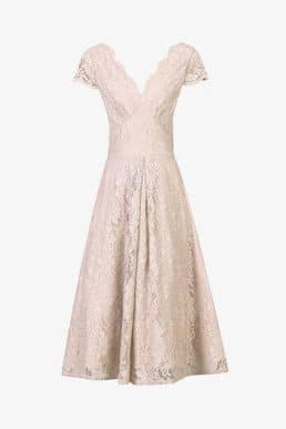 Jolie Moi Cap Sleeve Lace Prom Dress Oyester Cream