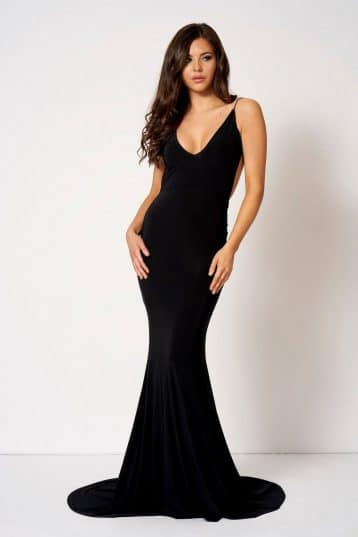 Knot Camisole Fishtail Maxi Dress Black by Club L London