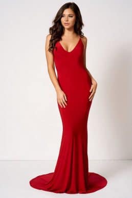 Knot Camisole Fishtail Maxi Dress Red by Club L London