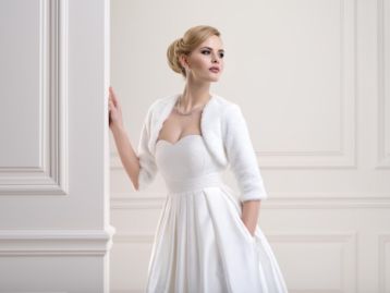 Lacey Bell Womens Knitted Faux Fur Bridal Wedding Jacket Bolero Ivory FFJ-45
