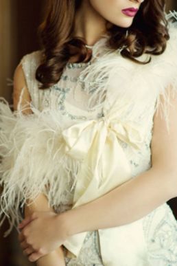 Ivory Ostrich Feather Stole Ivory