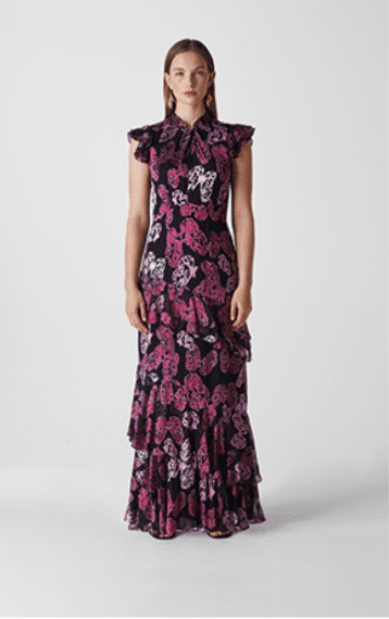Whistles Butterfly Devore Print Maxi Dress, Purple/Black - Image 2