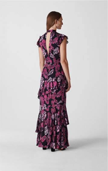 Whistles Butterfly Devore Print Maxi Dress Purple Black