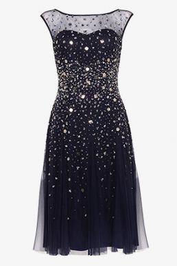 Phase Eight Lena Sequinned Dress Navy Silver
