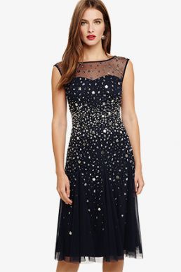 Phase Eight Lena Sequinned Dress Navy Silver