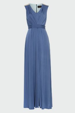 Phase Eight Tomasi Beaded Shoulder Maxi Bridesmaid Dress Cornflower blue