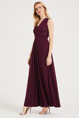 Phase Eight Tomasi Beaded Shoulder Maxi Bridesmaid Dress Merlot Red Berry