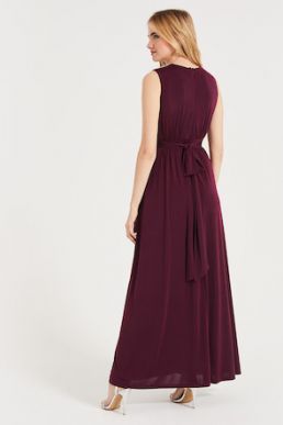 Phase Eight Tomasi Beaded Shoulder Maxi Bridesmaid Dress Merlot Red Berry
