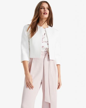 Phase Eight Venita Shoulder Detail Cropped Jacket, Ivory - Image 2