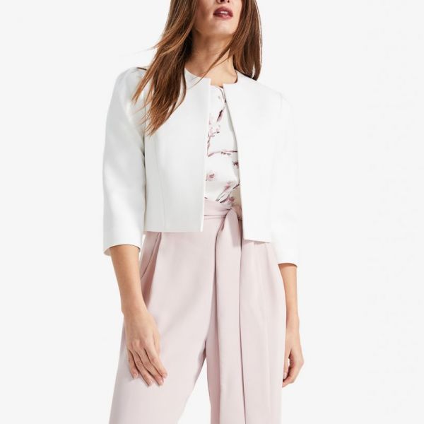 Phase Eight Venita Shoulder Detail Cropped Jacket Ivory myonewedding