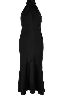 River Island Black high neck frill hem midi dress