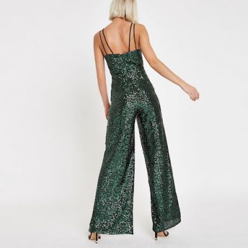 River Island Green sequin cami strap jumpsuit - Image 3