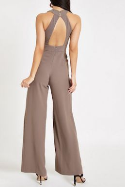 River Island Grey cross front wide leg jumpsuit