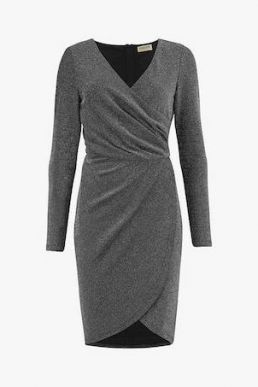 Sugarhill Brighton Kelli Sparkle Wrap Dress Silver