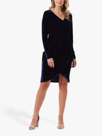 Sugarhill Brighton Kelli Velvet Wrap Dress Navy