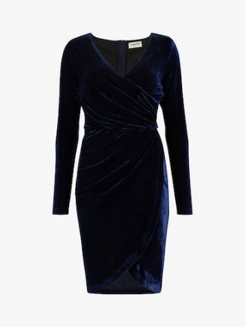 Sugarhill Brighton Kelli Velvet Wrap Dress Navy