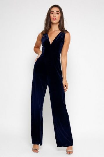 TFNC Johannie Velvet Black Jumpsuit