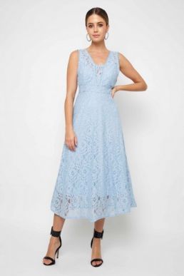 TFNC Majorelle Sky Blue Lace Midi Dress