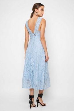 TFNC Majorelle Sky Blue Lace Midi Dress
