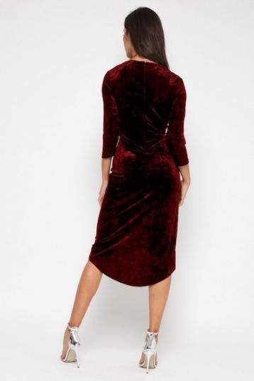 TFNC Tallia Burgundy Velvet Dress, Red - Image 2