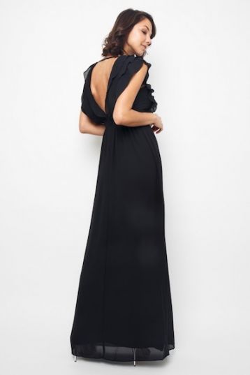 TFNC Tesla Black Frill Maxi Dress