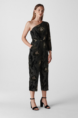 Whistles Chelsea One Shoulder Jumpsuit Black