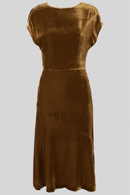 Whistles Mina Silk Mix Velvet Dress Gold